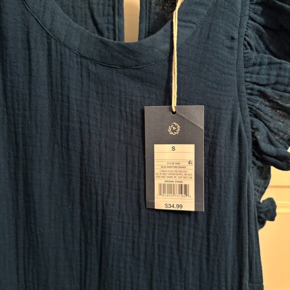 NWT Universal Thread Ruffle Sleeve Dress Color: Blue Baritone Size: Small - Picture 2 of 4